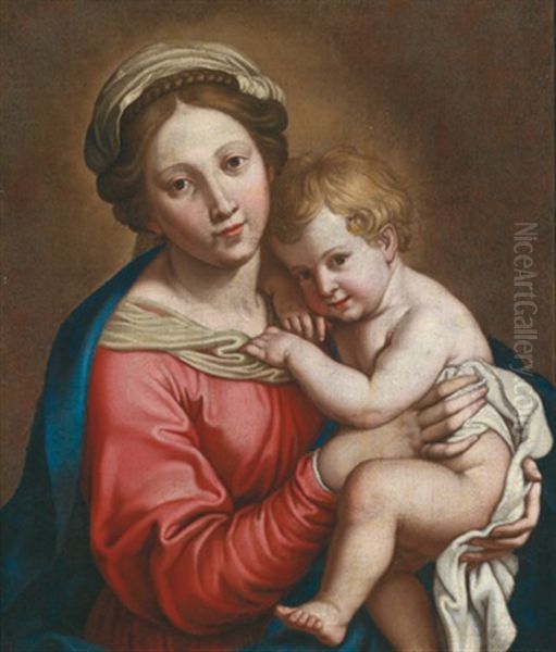 Madonna Mit Kind - Madonna Con Bambino Oil Painting by Giovanni Battiata Salvi, Il Sassoferrato