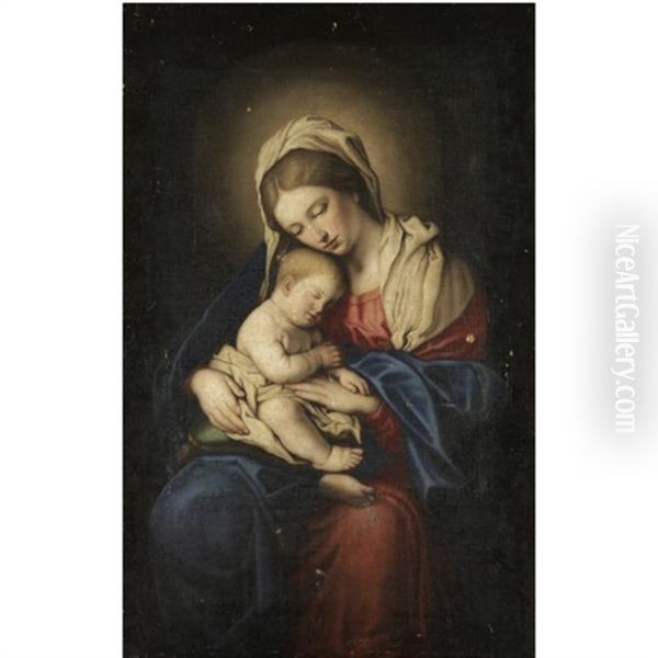 Madonna And Child Oil Painting by Giovanni Battiata Salvi, Il Sassoferrato