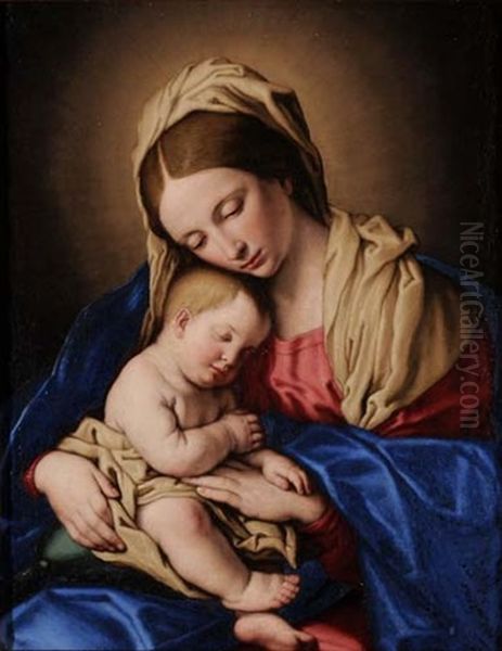Madonna Mit Kind Oil Painting by Giovanni Battiata Salvi, Il Sassoferrato