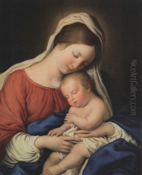 La Vierge A L'enfant Oil Painting by Giovanni Battiata Salvi, Il Sassoferrato