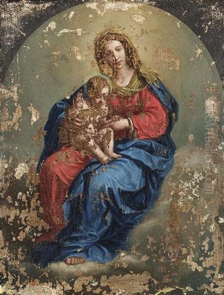 Madonna Auf Der Wolkenbank Oil Painting by Giovanni Battiata Salvi, Il Sassoferrato