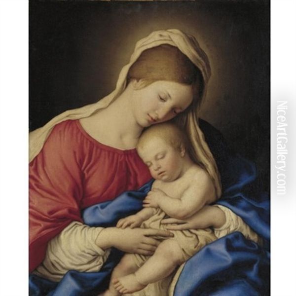 Madonna And Child Oil Painting by Giovanni Battiata Salvi, Il Sassoferrato