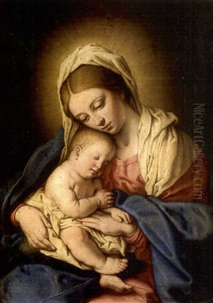 Vierge A L'enfant Oil Painting by Giovanni Battiata Salvi, Il Sassoferrato