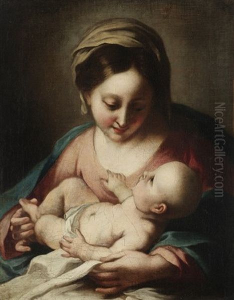 Jungfrau Mit Kind Oil Painting by Giovanni Battiata Salvi, Il Sassoferrato