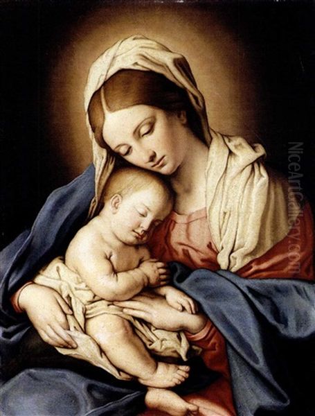 Madonna Con Il Bambino Oil Painting by Giovanni Battiata Salvi, Il Sassoferrato