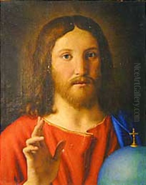 Salvator Mundi, Christ Oil Painting by Giovanni Battiata Salvi, Il Sassoferrato