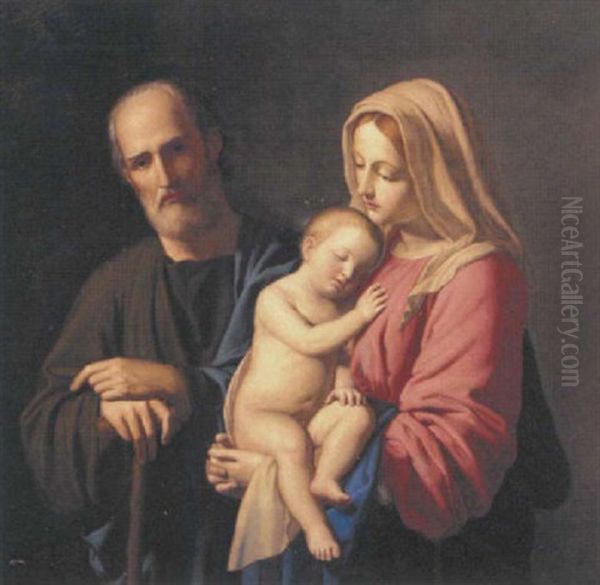 The Holy Family Oil Painting by Giovanni Battiata Salvi, Il Sassoferrato