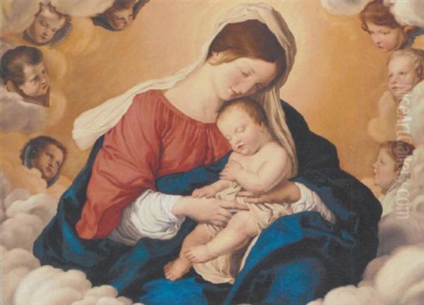 The Madonna And Child In Glory Oil Painting by Giovanni Battiata Salvi, Il Sassoferrato