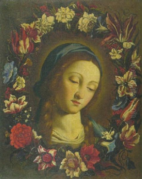 Madonna Im Blutenkranz Oil Painting by Giovanni Battiata Salvi, Il Sassoferrato
