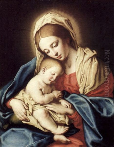 Madonna Mit Kind Oil Painting by Giovanni Battiata Salvi, Il Sassoferrato