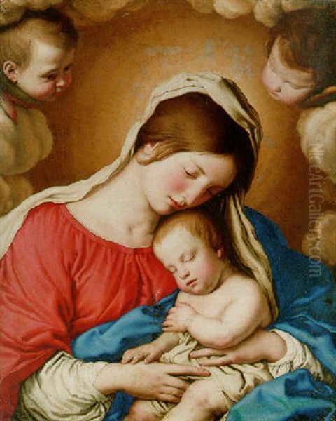 The Madonna And Child Oil Painting by Giovanni Battiata Salvi, Il Sassoferrato