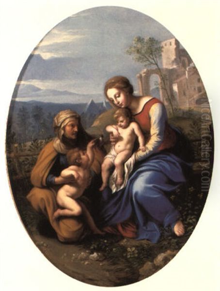 The Madonna And Child With The Infant St. John The Baptist And St. Elizabeth Oil Painting by Giovanni Battiata Salvi, Il Sassoferrato