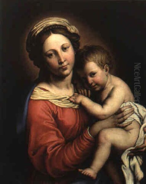 Madonna Col Bambino Oil Painting by Giovanni Battiata Salvi, Il Sassoferrato