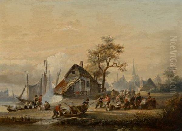 Port Anime Oil Painting by Francois-Jean-Louis Boulanger