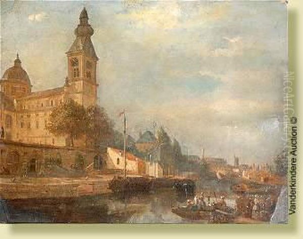 Le Port De Gand Anime Oil Painting by Francois-Jean-Louis Boulanger