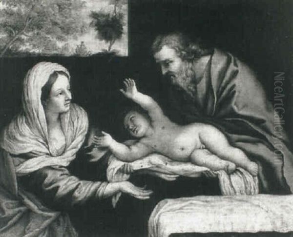 The Holy Family Oil Painting by Giovanni Battiata Salvi, Il Sassoferrato