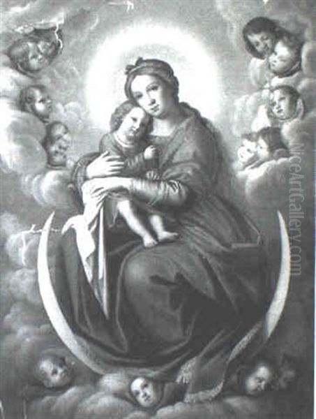 Madonna And Child Oil Painting by Giovanni Battiata Salvi, Il Sassoferrato