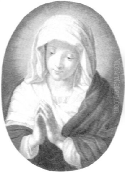 Virgin In Prayer Oil Painting by Giovanni Battiata Salvi, Il Sassoferrato