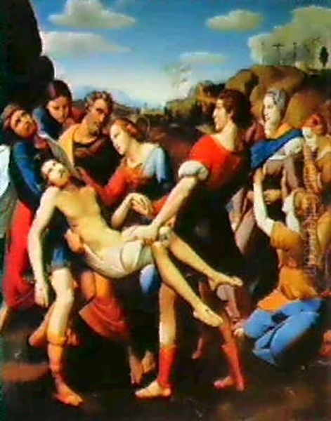 La Deposizione (da Raffaello) Oil Painting by Giovanni Battiata Salvi, Il Sassoferrato