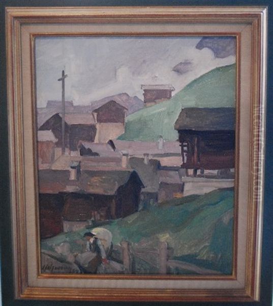 Grimentz Apres La Pluie Oil Painting by Louis Henri Salzmann