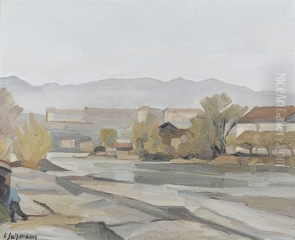 Herbstliche Flusslandschaft Bei Genf Oil Painting by Louis Henri Salzmann