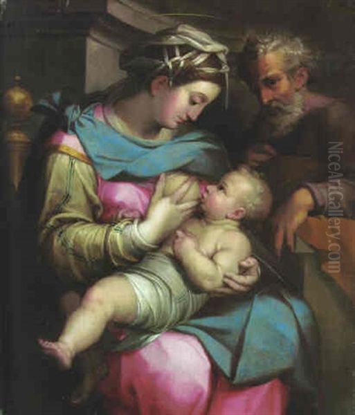 The Holy Family Oil Painting by Orazio Samacchini