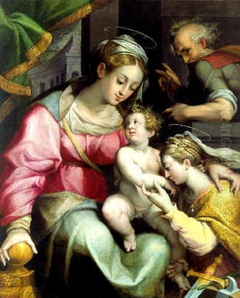 The Mystic Marriage Of Saint Catherine Oil Painting by Orazio Samacchini