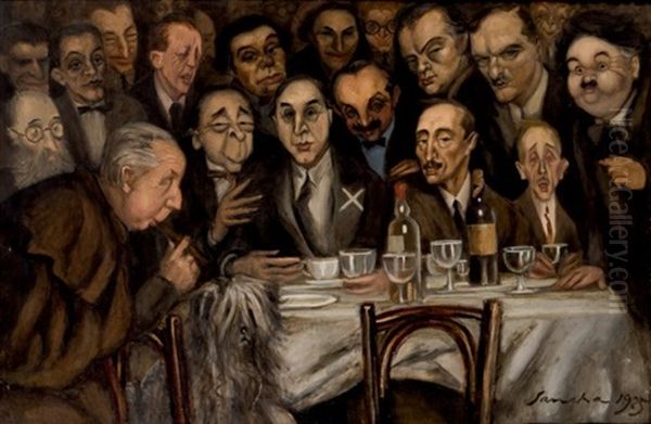 Comida De Literatos Oil Painting by Francisco Sancha y Lengo