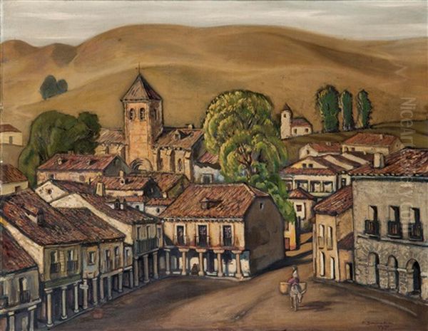Pueblo De Castilla Oil Painting by Francisco Sancha y Lengo