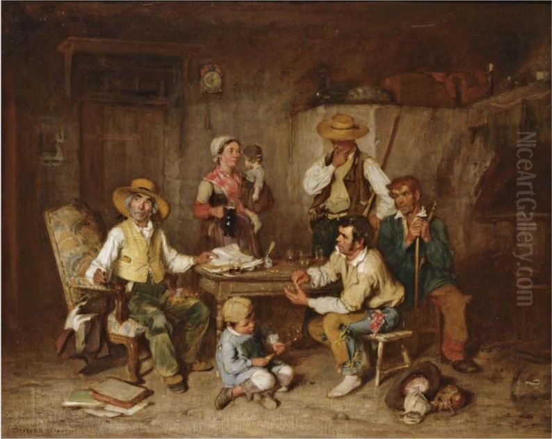 Le Paye Des Moissonneurs Oil Painting by Auguste Boulard