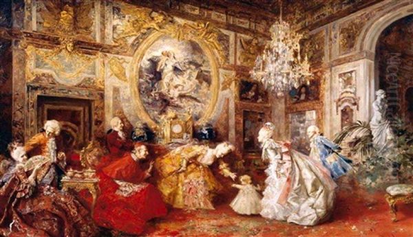 Los Primeros Pasos (the First Steps) Oil Painting by Salvador Sanchez Barbudo