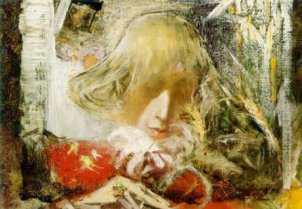 Portrait Of A Woman Oil Painting by Salvador Sanchez Barbudo