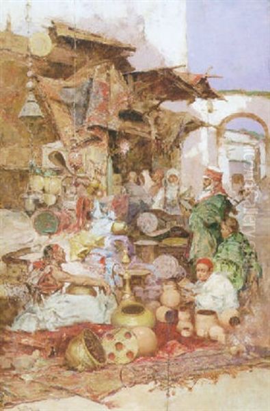 Mercado Arabe Oil Painting by Salvador Sanchez Barbudo
