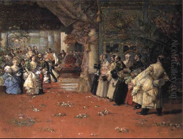 La Llegada Al Baile Oil Painting by Salvador Sanchez Barbudo