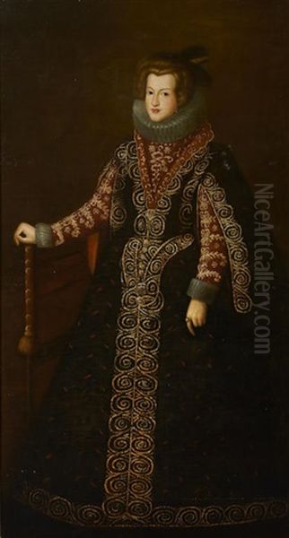 A Portrait Of A Noble Lady, Full-length Oil Painting by Alonso Sanchez Coello