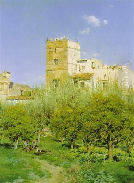 In The Orange Grove Oil Painting by Emilio Sanchez-Perrier