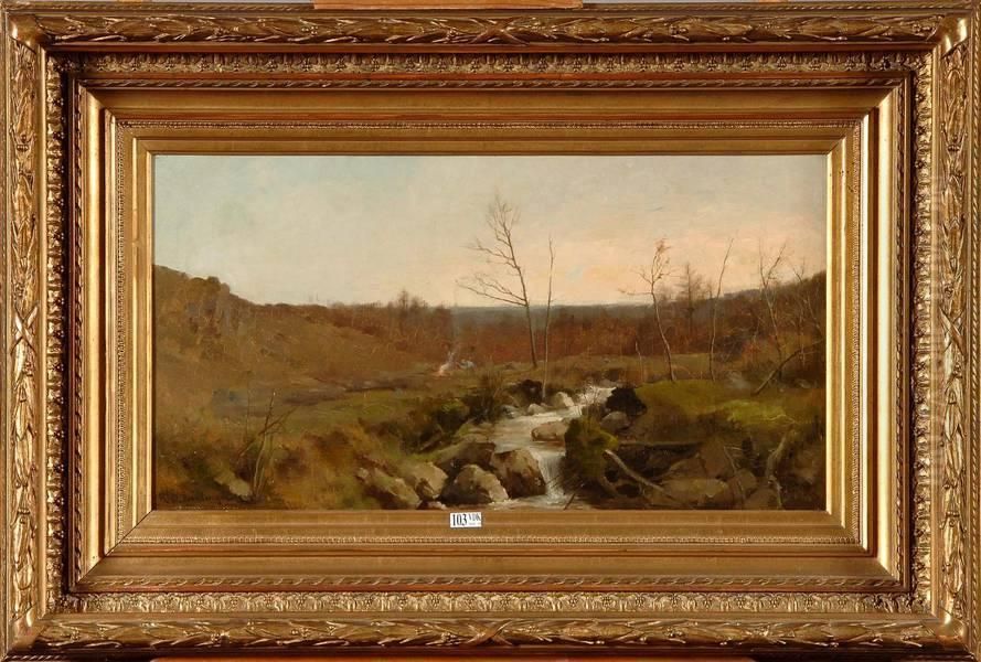 Paysage Anime Au Ruisseau Oil Painting by Hippolyte Boulenger