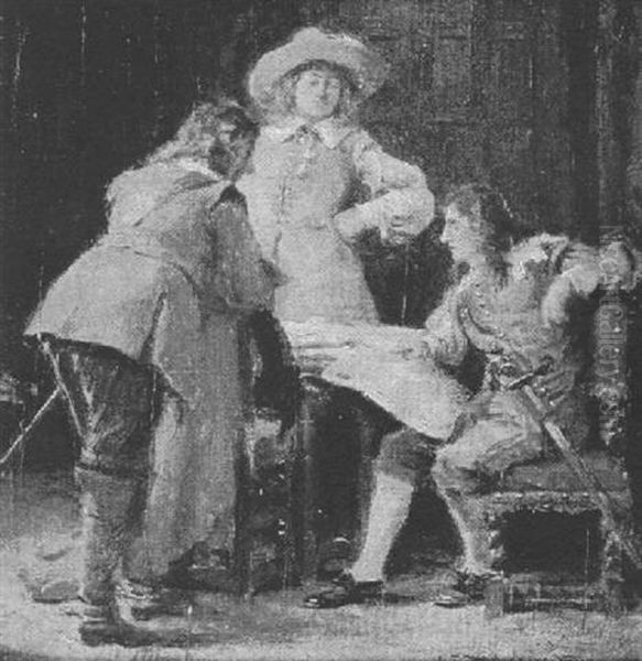 The Conference Oil Painting by John Sanderson-Wells