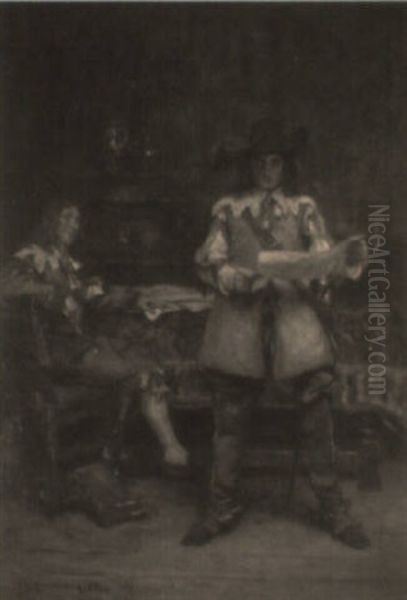 A Doubtful Document Oil Painting by John Sanderson-Wells