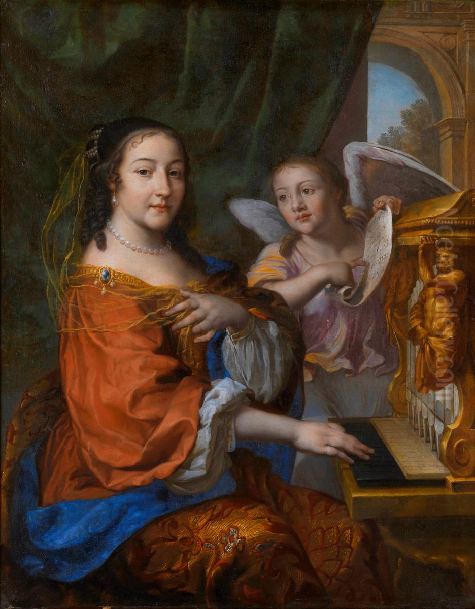 Bildnis Einer Adeligen Dame Mit Den Attributen Der Heiligen Cacilia Oil Painting by Joachim von, I Sandrart
