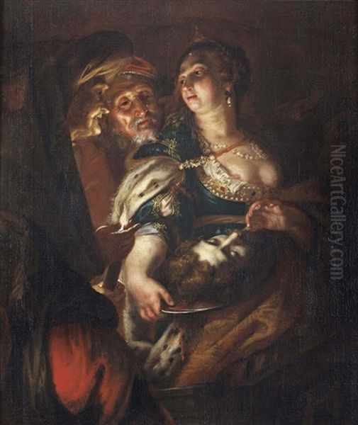 Salome With The Head Of Saint John The Baptist Oil Painting by Joachim von, I Sandrart