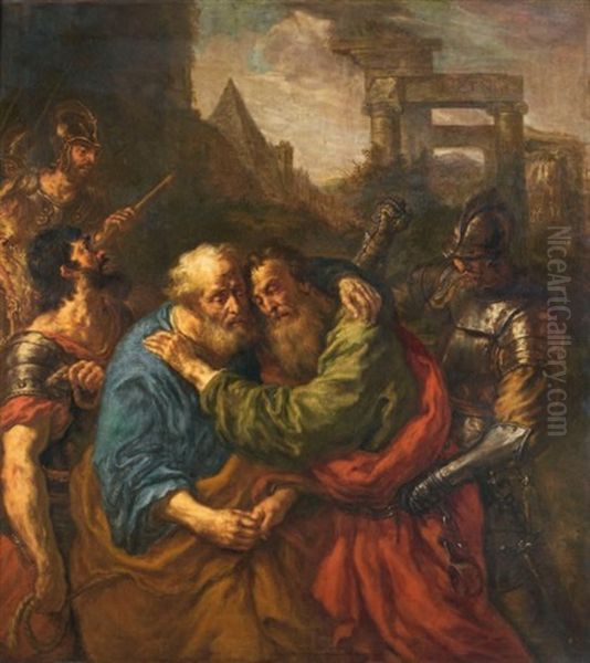 Les Adieux De Saint Pierre Et Saint Paul Oil Painting by Joachim von, I Sandrart