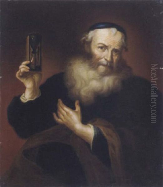 Bartiger Mann Mit Einer Sanduhr Oil Painting by Joachim von, I Sandrart