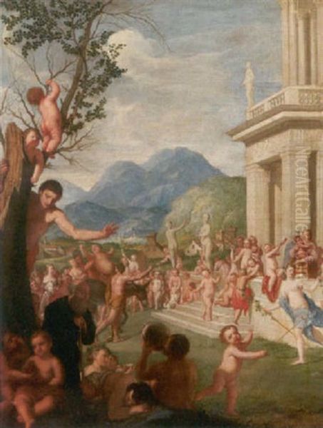 Schule Des Bacchus Oil Painting by Joachim von, I Sandrart