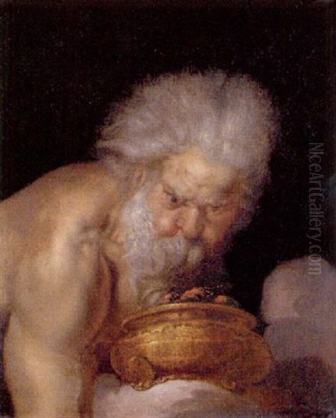 Boreas Holding A Brazier Oil Painting by Joachim von, I Sandrart