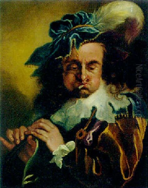 A Man Playing A Shawn Oil Painting by Joachim von, I Sandrart