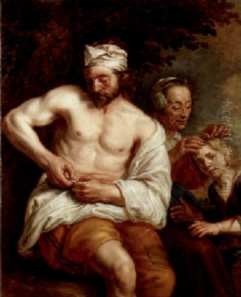 A Peasant Family Delousing In A Landscape Oil Painting by Joachim von, I Sandrart