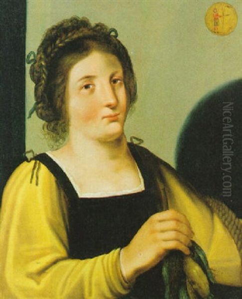 Bildnis Einer Jungen Frau, Die Ein Erlegtes Federwild In Der Hand Halt Oil Painting by Joachim von, I Sandrart