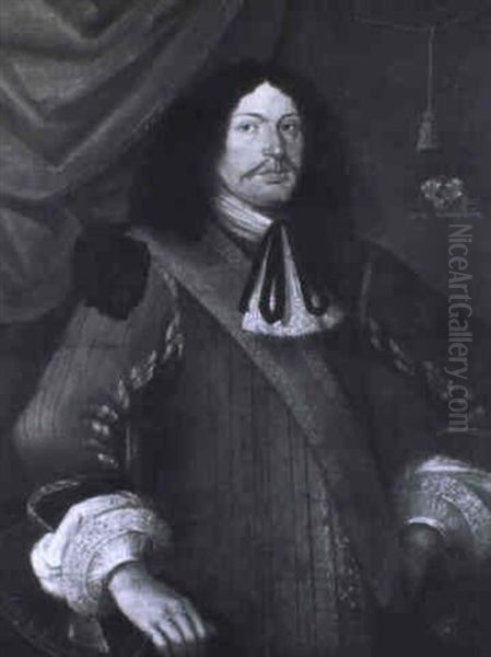 Halbportrat Eines Offiziers In Grunem Rock Mit Goldbestickter Scharpe Oil Painting by Joachim von, I Sandrart