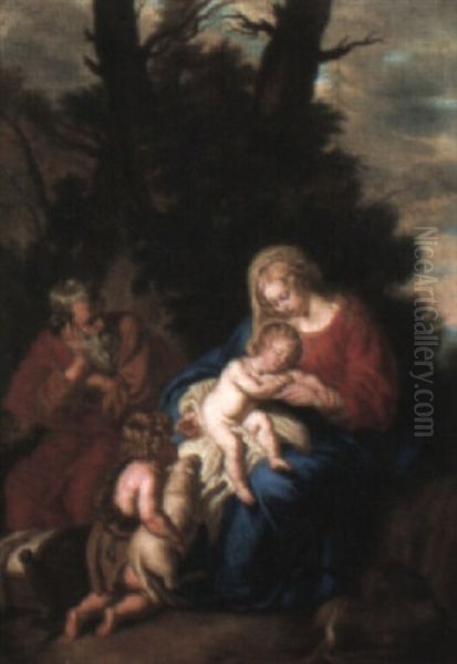 The Holy Family With The Infant Saint John The Baptist Oil Painting by Joachim von, I Sandrart